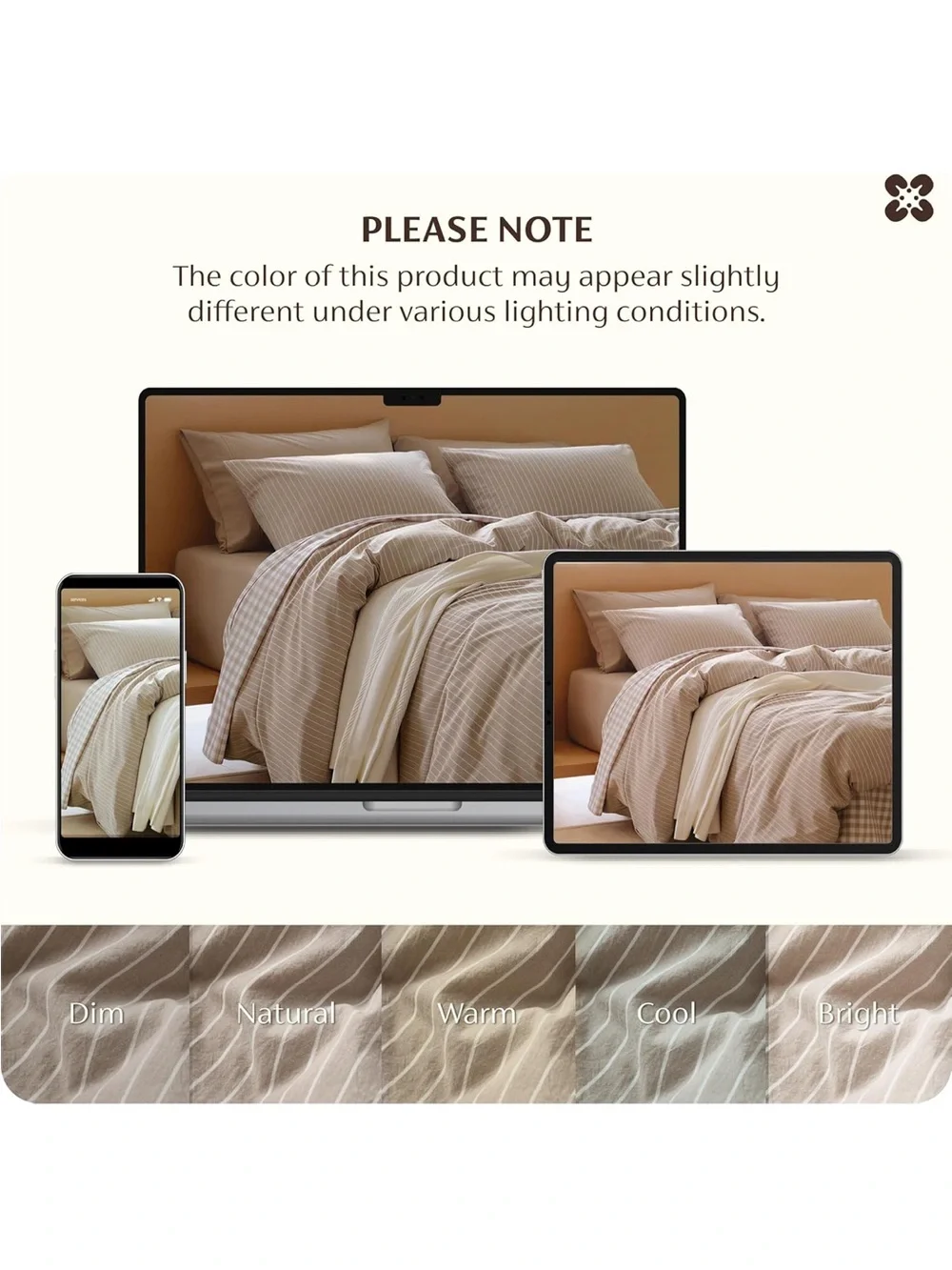 NEW Bedsure Striped Duvet Cover Set. Queen, 100% Washed Cotton. Linen‑Like. 3 PC